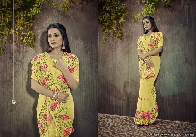 Ynf Pristi Heavy Designer Festive Wear Georgette Designer Saree Collection